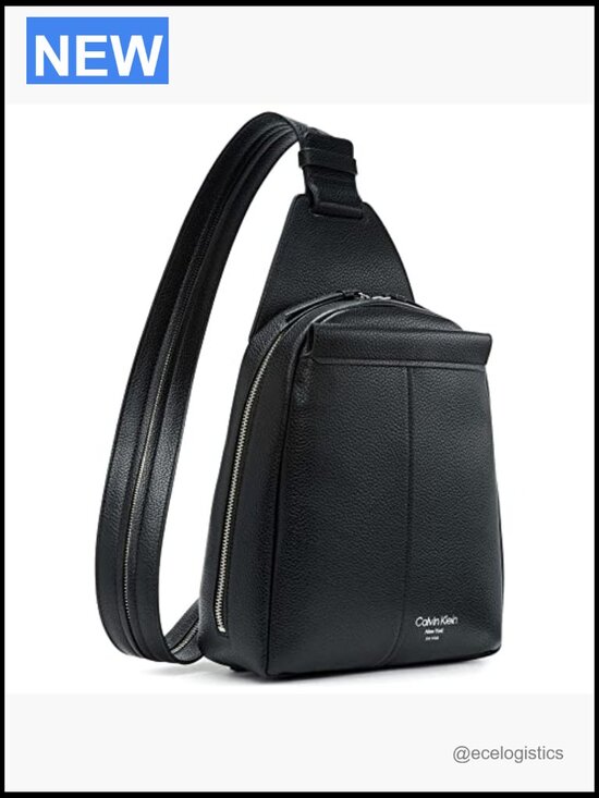 Vegan Leather Convertible Sling Backpack, 2 Pockets, Zip Closure